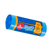 Мешки для мусора 20 л, синие, в рулоне 30 шт., ПНД, 8 мкм, 500х400 мм, Comfort, М0017 (МН 20-30с) в Стерлитамаке