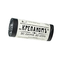 Мешки для мусора 30 л, черные, в рулоне 20 шт., ПНД, 7 мкм, 560х440 мм, Крепаномъ, 4607075710580 в Стерлитамаке
