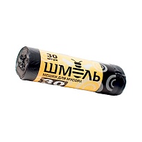 Мешки для мусора 30 л, черные, в рулоне 30 шт., ПНД, 7 мкм, 600х500 мм, ШМЕЛЬ, 4625 в Стерлитамаке