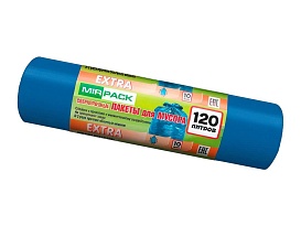 Мешки для мусора 120 л, синие, в рулоне 10 шт., ПНД, 14 мкм, 1100х700 мм, EXTRA, ex1201802 в Стерлитамаке