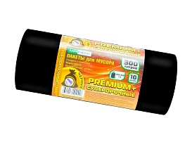 Мешки для мусора 300 л, черные, в рулоне 10 шт., ПВД 70 мкм, 1400х1000 мм, PREMIUM+, 30010160 в Стерлитамаке