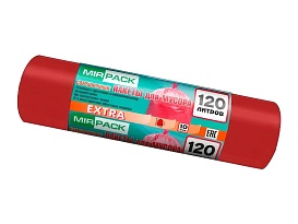 Мешки для мусора 120 л, красные, в рулоне 10 шт., ПНД, 14 мкм, 1100х700 мм, EXTRA, ex1201805 в Стерлитамаке