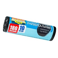 Мешки для мусора 180 л, с ушками, черные, в рулоне 10 шт., ПНД, 20 мкм, 1150х800 мм, Крепак, 4607075710498 в Стерлитамаке