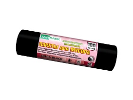 Мешки для мусора 180 л, ароматизированные, черные, в рулоне 10 шт., ПВД, 50 мкм, 1100х930 мм, EXTRA black, 18008301 в Стерлитамаке