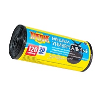 Мешки для мусора 120 л, черные, в рулоне 20 шт., ПНД, 15 мкм, 1100х700 мм, Крепак, 4607075710207 в Стерлитамаке