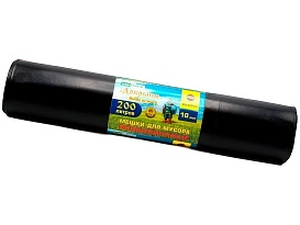 Мешки для мусора 200 л, ароматизированные, черные, в рулоне 10 шт., ПВД, 100 мкм, 1200х800 мм, Добрыня, Dob20010black в Стерлитамаке