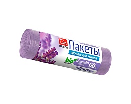 Мешки для мусора 60 л, ароматизированные, Лаванда, сиреневые, в рулоне 20 шт., ПНД, 9 мкм, 650х550 мм, GRIFON Aroma, 101-023 La в Стерлитамаке