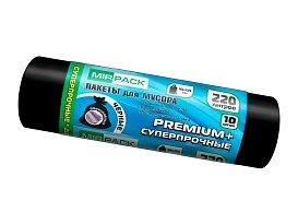 Мешки для мусора 220 л, черные, в рулоне 10 шт., ПВД, 45 мкм, 1250х930 мм, PREMIUM+, 2201068 в Стерлитамаке