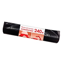 Мешки для мусора 240 л, черные, в рулоне 10 шт., ПВД 100 мкм, 1350х900 мм, Концепция Быта, 603887 в Стерлитамаке