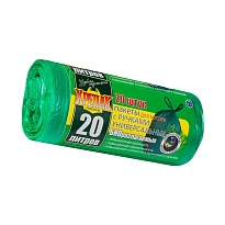 Мешки для мусора 20 л, биоразлагаемые, с ручками, черные, в рулоне 30 шт., ПНД, 10 мкм, 550х440 мм, Крепак, 4607075710047 в Стерлитамаке