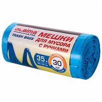 Мешки для мусора 35 л, с ручками, синие, в рулоне 30 шт., ПНД, 9 мкм, 540х500 мм, LAIMA ULTRA, 607683 в Стерлитамаке