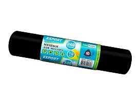 Мешки для мусора 240 л, черные, в рулоне 10 шт., ПВД 80 мкм, 1300х930 мм, EXPORT, exp 24010167 в Стерлитамаке
