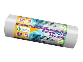 Мешки для мусора 60 л, белые, в рулоне 20 шт., ПНД, 7 мкм, 700х600 мм, MIRPACK Classik, 602052 в Стерлитамаке