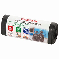 Мешки для мусора 90 л, черные, в рулоне 10 шт., ПВД, 25 мкм, 950х600 мм, LAIMA, 605332 в Стерлитамаке