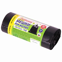Мешки для мусора 30 л, черные, в рулоне 30 шт., ПНД, 7 мкм, 550х480 мм, Любаша, 608089 в Стерлитамаке