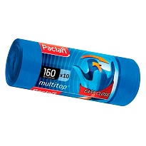 Мешки для мусора 160 л, с ушками, синие, в рулоне 10 шт., ПВД, 30 мкм, 1250х900 мм, PACLAN Multitop, 604064 в Стерлитамаке