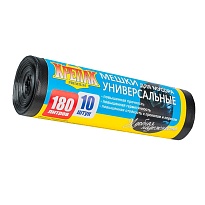 Мешки для мусора 180 л, черные, в рулоне 10 шт., ПНД, 20 мкм, 1150х800 мм, Крепак, 4607075710481 в Стерлитамаке