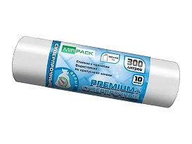 Мешки для мусора 300 л, белые, в рулоне 10 шт., ПВД 70 мкм, 1400х1000 мм, PREMIUM+, 300101602 в Стерлитамаке