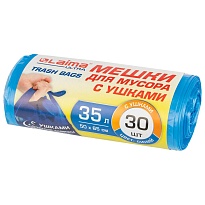 Мешки для мусора 35 л, с ушками, синие, в рулоне 30 шт., ПНД, 11 мкм, 650х500 мм, LAIMA ULTRA, 607684 в Стерлитамаке