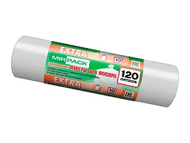 Мешки для мусора 120 л, белые, в рулоне 10 шт., ПНД, 14 мкм, 1100х700 мм, EXTRA, ex1201803 в Стерлитамаке