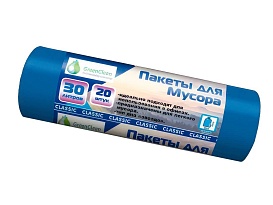 Мешки для мусора 30 л, синие, в рулоне 20 шт., ПНД, 7 мкм, 600х500 мм, MIRPACK Classik, 302041 в Стерлитамаке