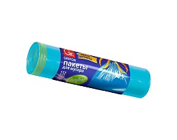 Мешки для мусора 50 л, с завязками, голубые, в рулоне 15 шт., ПНД, 14 мкм, 700х600 мм, GRIFON, 101-063 в Стерлитамаке