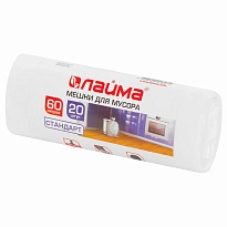 Мешки для мусора 60 л, белые, в рулоне 20 шт., ПНД, 7 мкм, 680х580 мм, LAIMA, 605539 в Стерлитамаке