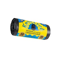 Мешки для мусора 30 л, с ушками, черные, в рулоне 30 шт., ПНД, 8 мкм, 580х460 мм, Крепакоф, 4607075710238 в Стерлитамаке