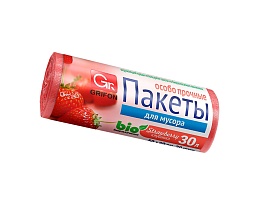 Мешки для мусора 30 л, ароматизированные, Клубника, красные, в рулоне 20 шт., ПНД, 9 мкм, 560х530 мм, GRIFON Aroma, 101-020 K в Стерлитамаке