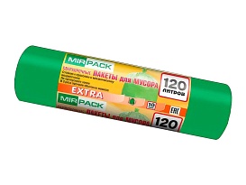 Мешки для мусора 120 л, зеленые, в рулоне 10 шт., ПНД, 14 мкм, 1100х700 мм, EXTRA, ex1201804 в Стерлитамаке