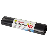 Мешки для мусора 240 л, черные, в рулоне 5 шт., ПВД 30 мкм, 1300х900 мм, Любаша, 605338 в Стерлитамаке