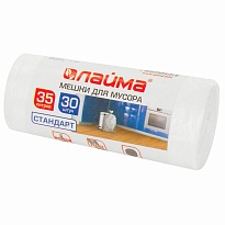 Мешки для мусора 35 л, белые, в рулоне 30 шт., ПНД, 6 мкм, 550х480 мм, LAIMA, 605538 в Стерлитамаке