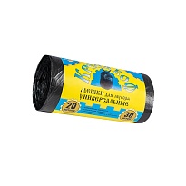 Мешки для мусора 20 л, с ушками, черные, в рулоне 30 шт., ПНД, 10 мкм, 550х440 мм, Крепакоф, 4607075710221 в Стерлитамаке